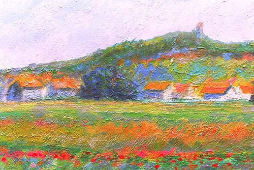 Dorf mit Hügel