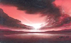 Wind in Farben – Ölbild auf Holztafel mit dem Thema Breite.