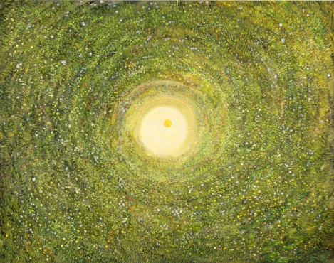 Blumenhimmel – Ölbild auf Leinwand mit dem Thema Thema.