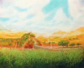 Das Jemalsland – Ölbild auf Leinwand mit dem Thema Hoehe.