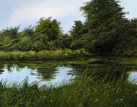 Der Gartenteich – Ölbild auf Leinwand mit dem Thema Farbe.