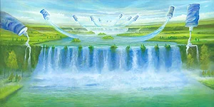 Farbfall – Ölbild auf Leinwand mit dem Thema Thema.