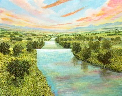 Flusswelle – Ölbild auf Leinwand mit dem Thema Hoehe.