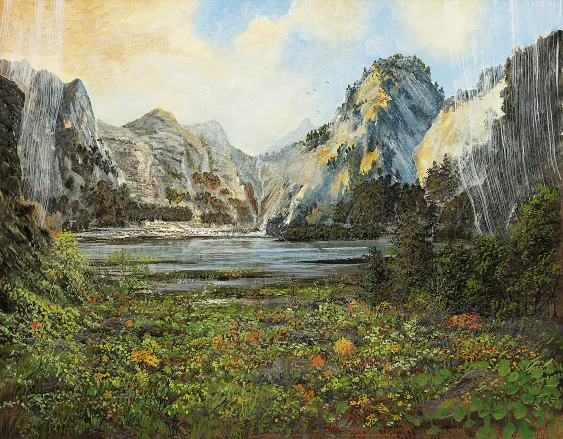 Frei nach Bierstadt – Ölbild auf Leinwand mit dem Thema Hoehe.