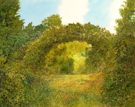 Grüner Bogen – Ölbild auf Leinwand mit dem Thema Technik.
