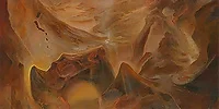 Halluzinogene Defragmentierung (mitte) – Ölbild auf Leinwand mit dem Thema Breite.