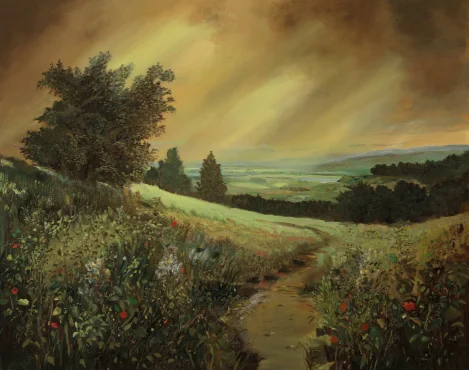 Landschaft mit Weitblick – Ölbild auf Leinwand mit dem Thema weite Landschaften.