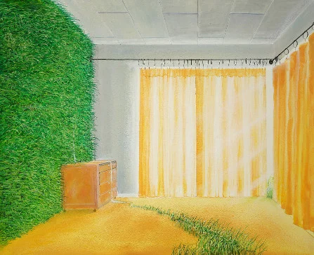 Lebendige Tapete – Acryl auf Holztafel mit dem Thema Thema.