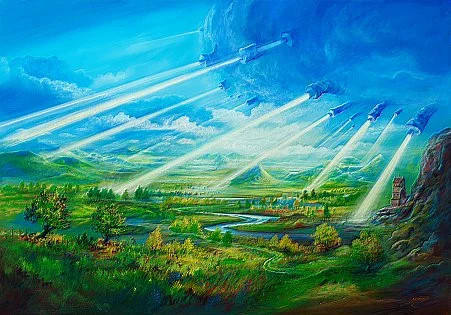 Lichttuben – Acryl auf Leinwand mit dem Thema Hoehe.