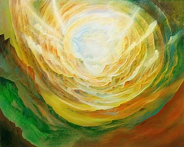 Detailbild zu  Lichtwanderung – Ölbild auf Leinwand mit dem Thema terrestrische Verformung.