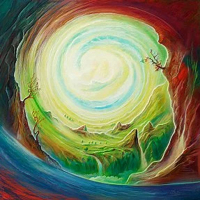 Detailbild zu  Luftmischung  – Ölbild auf Leinwand mit dem Thema terrestrische Verformung.