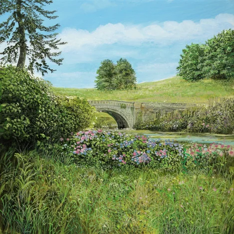 Minteret Garden 1 – Ölbild auf Leinwand mit dem Thema Breite.