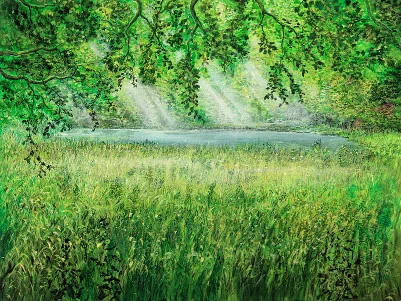 Naturschirm – Ölbild auf Holztafel mit dem Thema Breite.