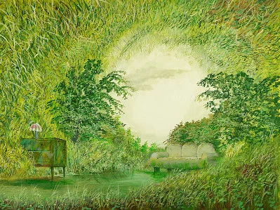 Naturzimmer – Ölbild auf Holztafel mit dem Thema Thema.