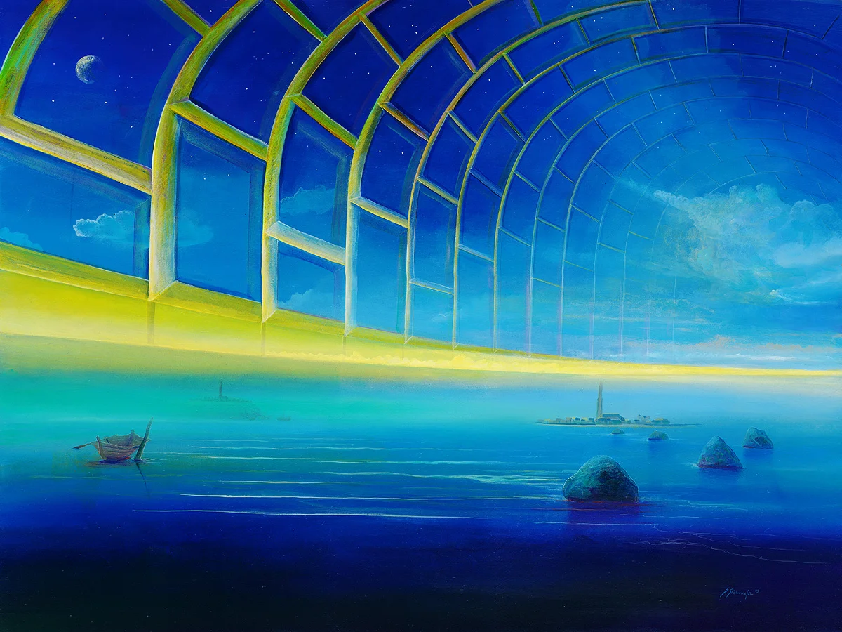 Himmelsgewölbe – Acryl auf Holztafel mit dem Thema Architektur.