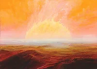 Sonnenbrand – Ölbild auf Holztafel mit dem Thema Hoehe.