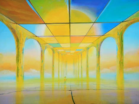 Sonnenfarben – Acryl auf Holztafel mit dem Thema Thema.