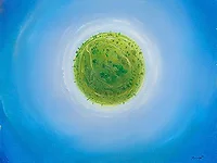 Spaceball – Ölbild auf Holztafel mit dem Thema Thema.