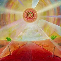 Spiralsonne – Ölbild auf Leinwand mit dem Thema Breite.