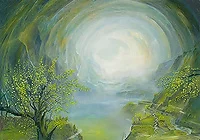 Vitalwelt – Ölbild auf Holztafel mit dem Thema Hoehe.