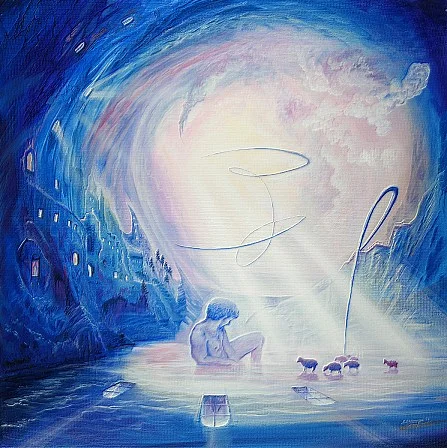 Wasserhirte – Ölbild auf Leinwand mit dem Thema Hoehe.