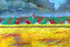 Wolken ueber Dorf
