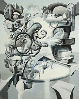 Detailbild zu  Grauwerte – Ölbild auf Leinwand mit dem Thema Mensch.