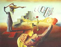 Detailbild zu  Landschaft mit Erhebung – Ölbild auf Leinwand mit dem Thema .