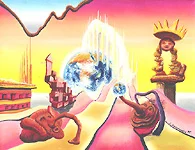 Überbrückung der Realität – Ölbild auf Leinwand mit dem Thema Breite.