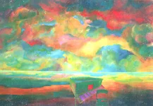 Ziehende_Farben – Ölbild auf Leinwand mit dem Thema Hoehe.
