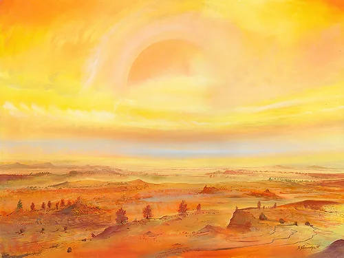 Farbraum – Acryl auf Holztafel mit dem Thema zentrale Sonne.