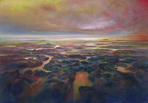Klärung – Ölbild auf Leinwand mit dem Thema Meer oder See.