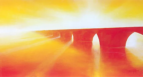Lichte Brücke – Ölbild auf Leinwand mit dem Thema Meer oder See.