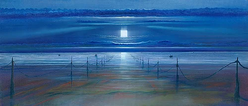 Mondquadrat – Ölbild auf Leinwand mit dem Thema Meer oder See.