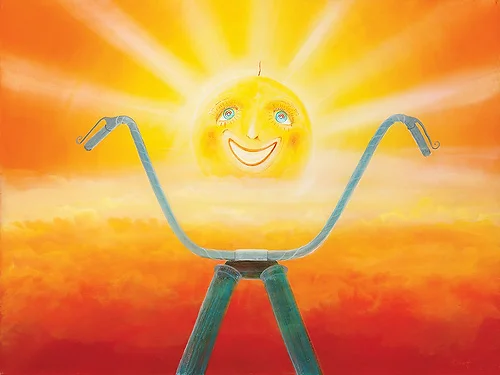Sky Riding – Acryl auf Holztafel mit dem Thema zentrale Sonne.