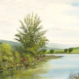 Detail 1 zu Am Fluss – Ölbild auf Leinwand mit dem Thema Parkanlagen und Gärten.