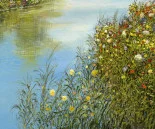 Detail 2 zu Am Fluss – Ölbild auf Leinwand mit dem Thema Parkanlagen und Gärten.