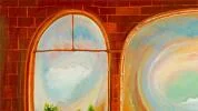 Detail 1 zu Antroposophischer Ausblick – Ölbild auf Leinwand mit dem Thema Architektur.