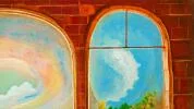 Detail 2 zu Antroposophischer Ausblick – Ölbild auf Leinwand mit dem Thema Architektur.