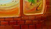 Detail 4 zu Antroposophischer Ausblick – Ölbild auf Leinwand mit dem Thema Architektur.