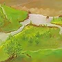 Detail 1 zu Aufsicht – Ölbild auf Holztafel mit dem Thema weite Landschaften.