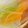 Detail 3 zu Ausblick – Ölbild auf Holztafel mit dem Thema weite Landschaften.