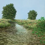 Detail 2 zu BBB-Baum-Bach-Bild – Ölbild auf Leinwand mit dem Thema Parkanlagen und Gärten.