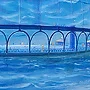 Detail 3 zu Badesee im Meer – Ölbild auf Holztafel mit dem Thema Meer oder See.