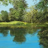 Detail 2 zu Berlin Tiergarten 2 – Ölbild auf Leinwand mit dem Thema Wasserfälle.