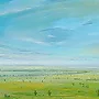Detail 1 zu Blattland – Acryl auf Holztafel mit dem Thema weite Landschaften.