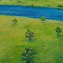 Detail 2 zu Blattland – Acryl auf Holztafel mit dem Thema weite Landschaften.