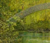 Detail 1 zu Brücke über Teich – Ölbild auf Leinwand mit dem Thema Parkanlagen und Gärten.
