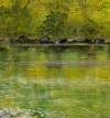 Detail 10 zu Brücke über Teich – Ölbild auf Leinwand mit dem Thema Parkanlagen und Gärten.