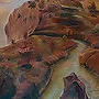 Detail 3 zu Das Cafe In Der Kaffeetasse – Ölbild auf Holztafel mit dem Thema weite Landschaften.